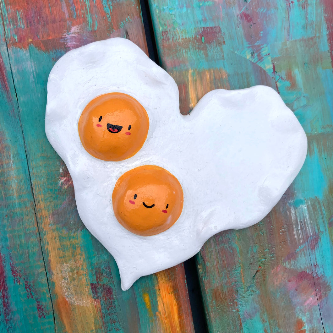 Smiley Double-Yolk Heart Egg!